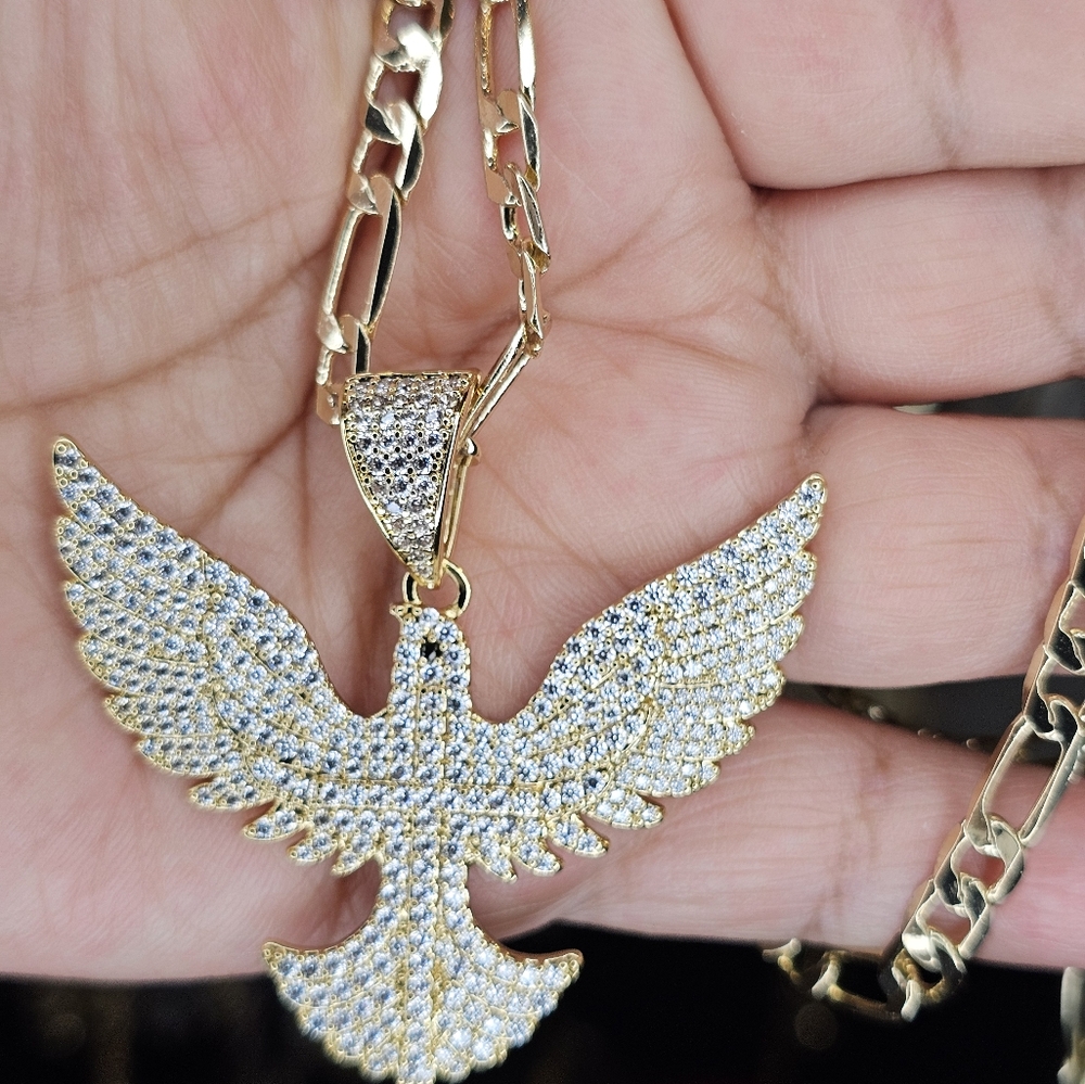 Elegant Gold and Silver Bird Pendant Necklace
